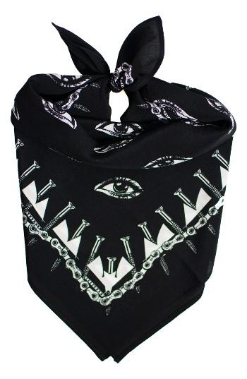 Women's Rockins Eyes Silk Bandana, Size - Black