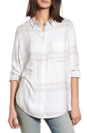 Women's Treasure & Bond Drapey Plaid Shirt, Size - White