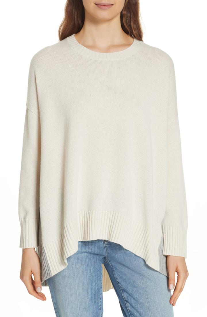 Women's Eileen Fisher Oversize Cashmere & Wool Sweater /x-large - White