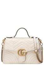 Gucci Small Gg Marmont 2.0 Matelasse Leather Top Handle Bag - White