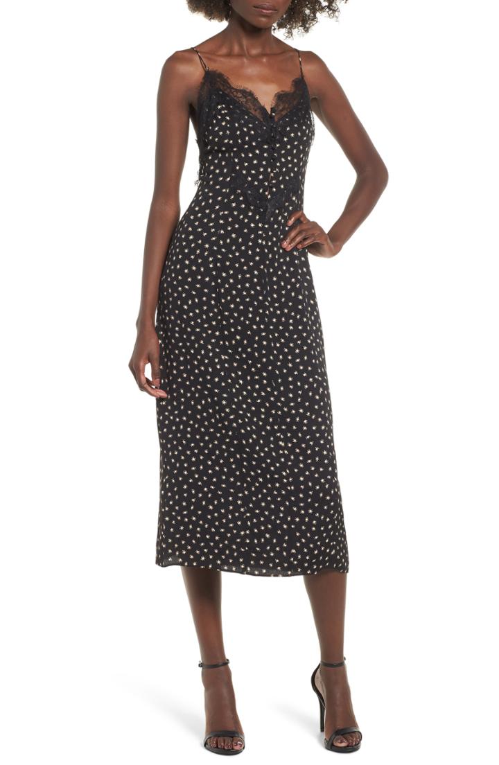 Women's Afrm Cady Lace Detail Midi Dress