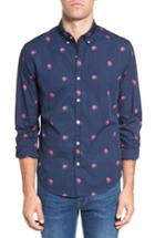 Men's Bonobos Slim Fit Washed Rose Print Sport Shirt - Blue