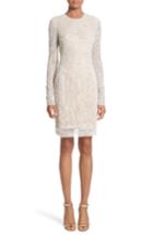 Women's Naeem Khan Caviar Beaded Long Sleeve Sheath Dress - Ivory