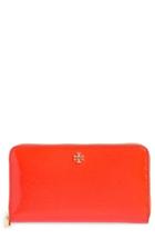 Women's Tory Burch Robinson Patent Leather Continental Wallet - Orange