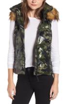 Women's S13 Snowcat Hooded Down & Feather Vest With Faux Fur Trim