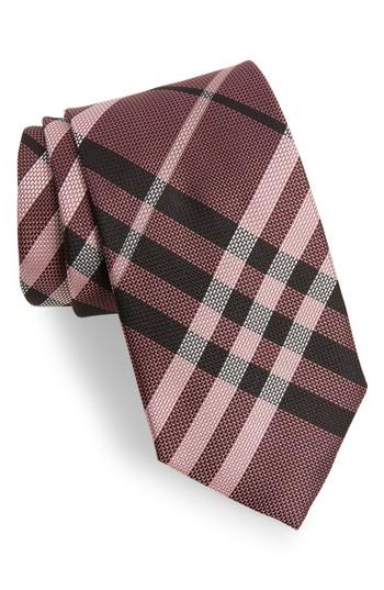 Men's Burberry Check Silk Tie, Size - Pink