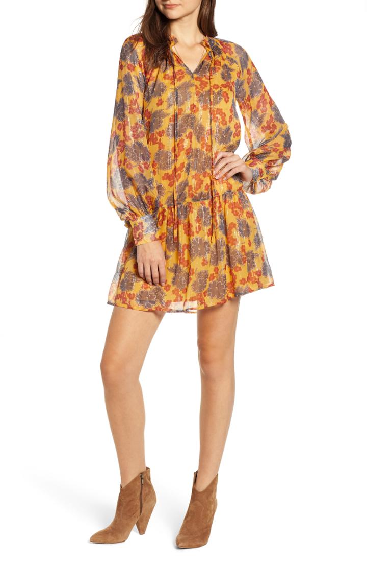 Women's Scotch & Soda Metallic Stripe Floral Print Dress