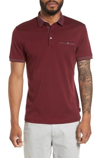 Men's Ted Baker London Rickee Modern Slim Fit Polo (l) - Red