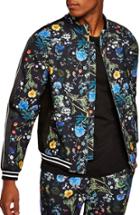 Men's Topman Floral Track Jacket, Size - Black