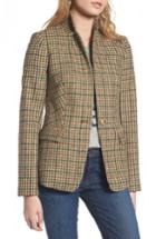 Women's J.crew Regent Houndstooth Plaid Blazer - Green