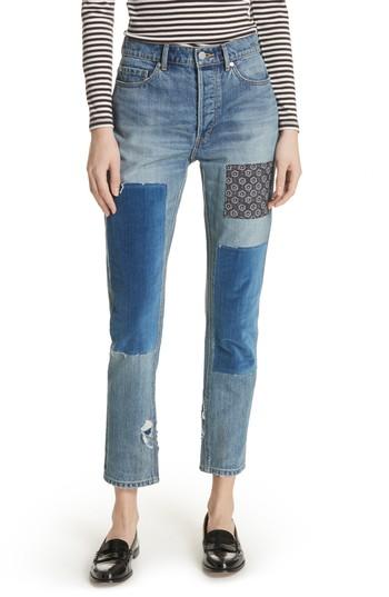 Women's La Vie Rebecca Taylor Patched Velvet & Rigid Denim Jeans