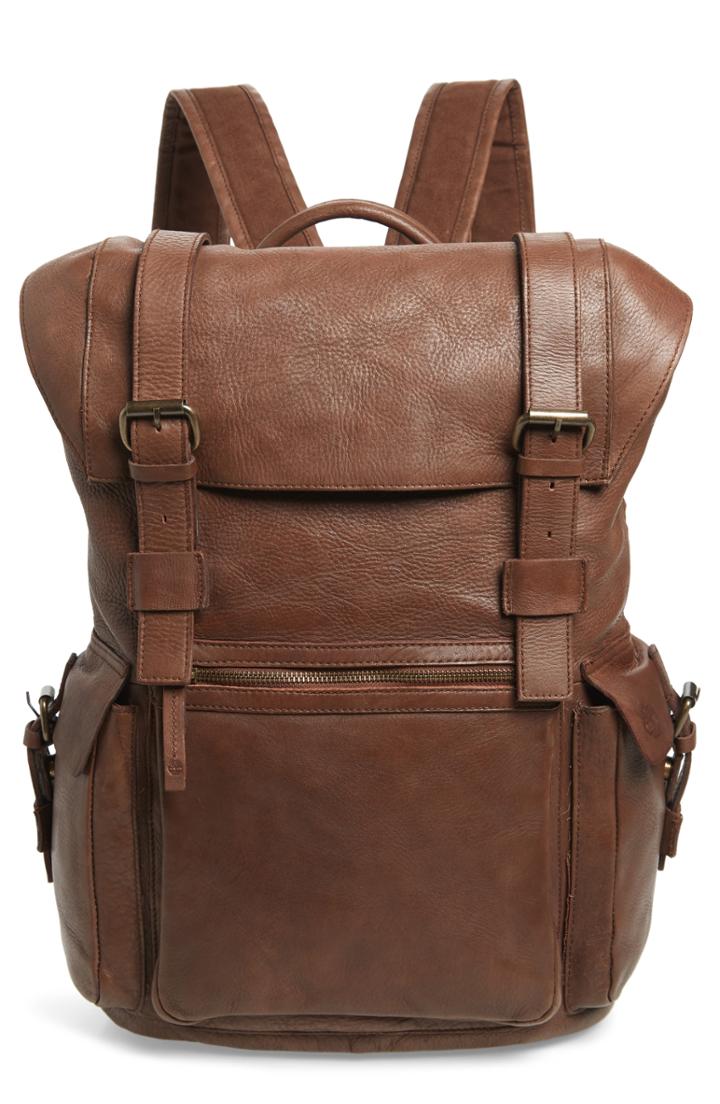 Men's Timberland Birch Hill Leather Backpack - Brown