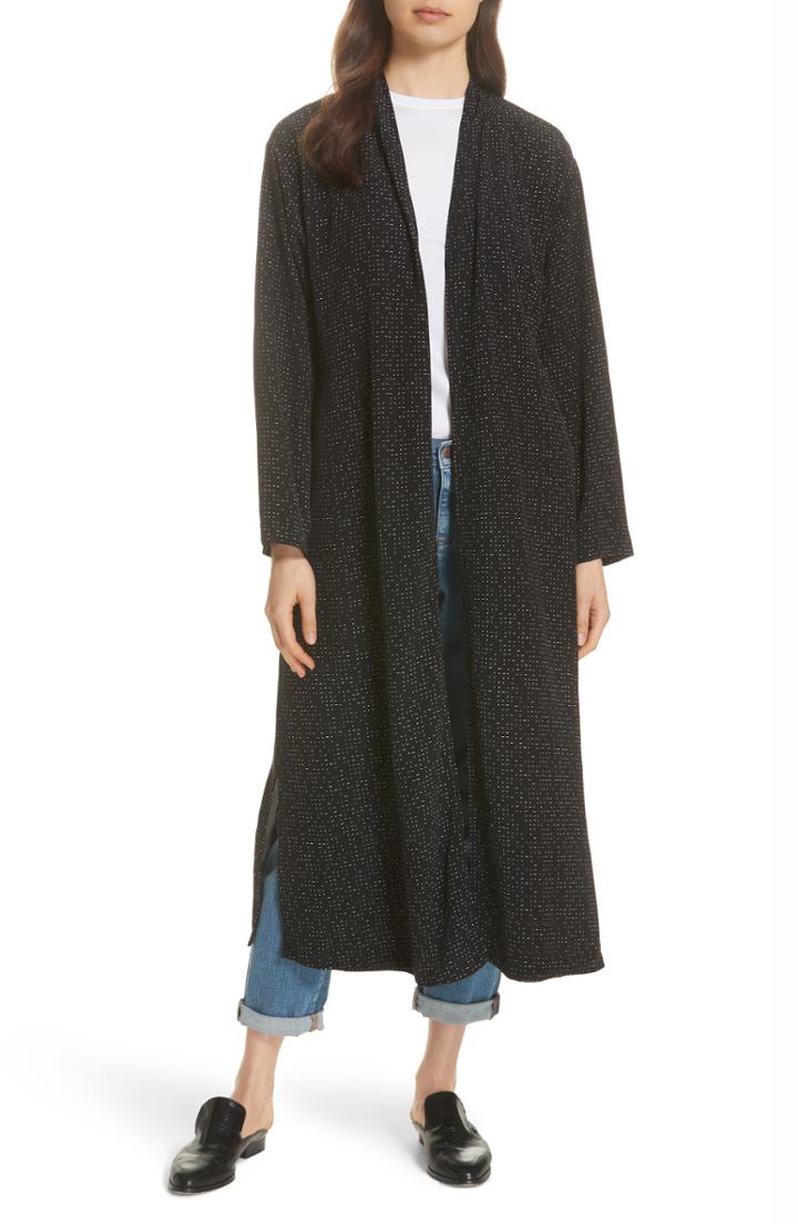 Women's Eileen Fisher High Collar Textured Cotton Blend Jacket