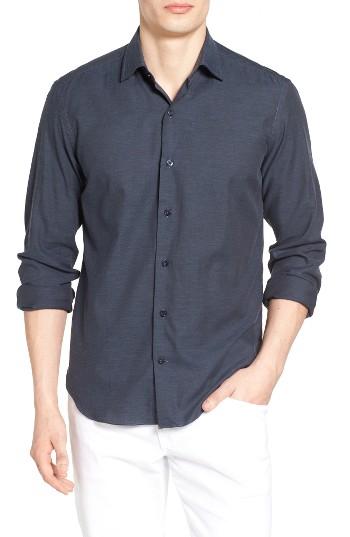 Men's Culturata Tirone Herringbone Sport Shirt - Blue
