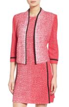 Women's Ming Wang Contrast Trim Mandarin Collar Jacket - Red
