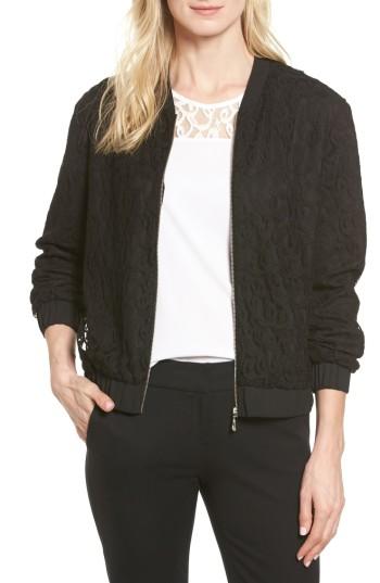 Women's Cece Lace Bomber Jacket - Black