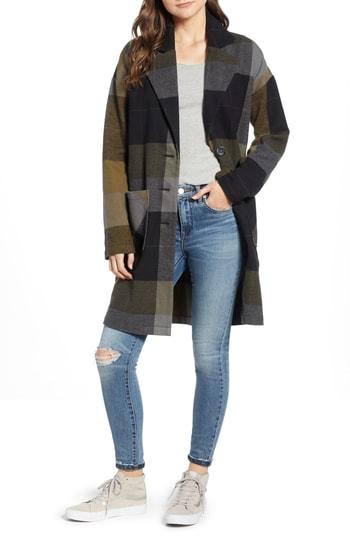 Women's Bp. Plaid Duster, Size - Black