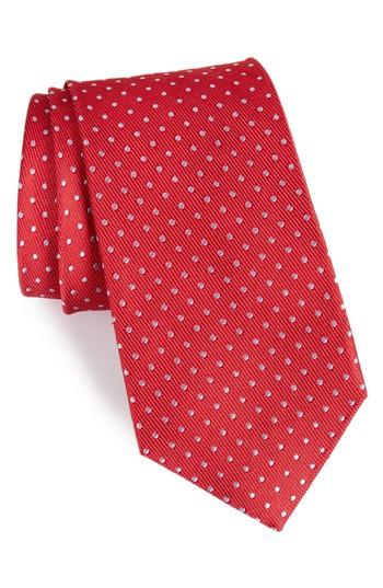 Men's Nordstrom Men's Shop Sturridge Dot Silk Tie, Size - Red