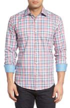 Men's Bugatchi Classic Fit Check Sport Shirt - Coral