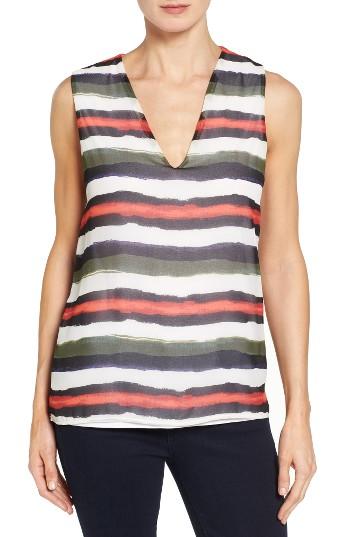 Petite Women's Halogen Layered Look Print Top, Size P - Ivory