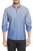 Men's Stone Rose Gradient Regular Fit Geo Print Sport Shirt, Size - Blue