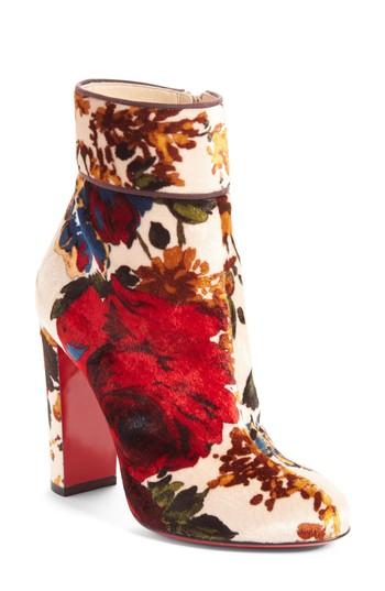 Women's Christian Louboutin Moulamax Floral Velvet Bootie Us / 36eu - Beige