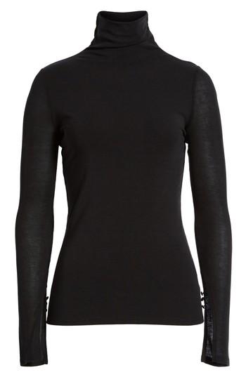 Women's Trouve Sheer Sleeve Turtleneck - Black