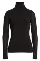 Women's Trouve Sheer Sleeve Turtleneck - Black