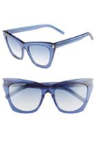 Women's Saint Laurent Kate 55mm Cat Eye Sunglasses - Blue