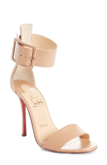 Women's Christian Louboutin Blade Runana Cuffed Sandal Us / 34eu - Beige