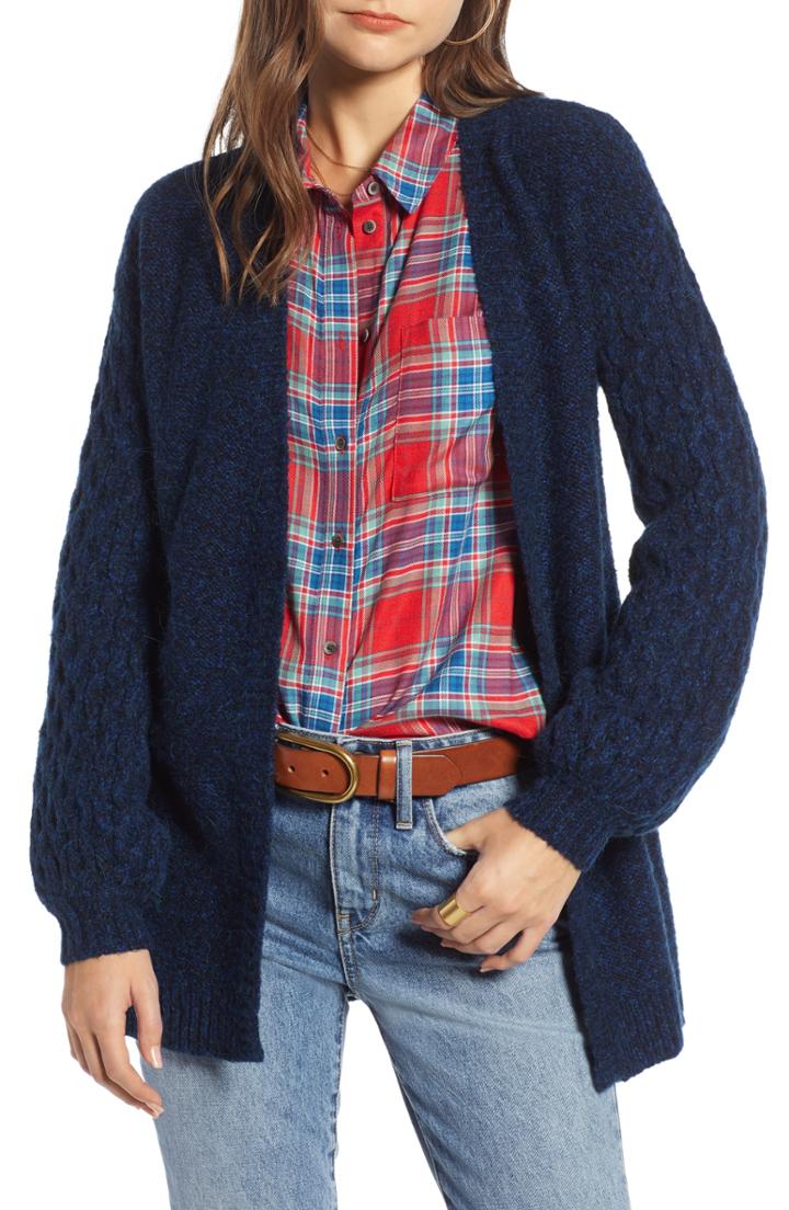 Women's Treasure & Bond Chunky Knit Open Front Cardigan, Size - Blue