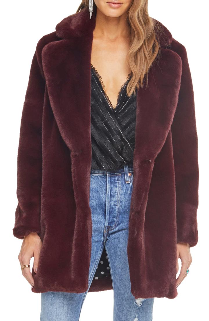 Women's Astr The Label Cleo Faux Fur Coat - Purple