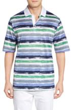 Men's Bugatchi Brushstroke Stripe Polo - Green