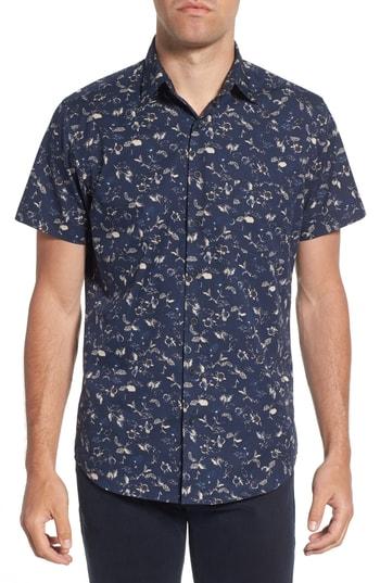 Men's Rodd & Gunn Regular Fit Rapid Bay Print Woven Shirt - Blue
