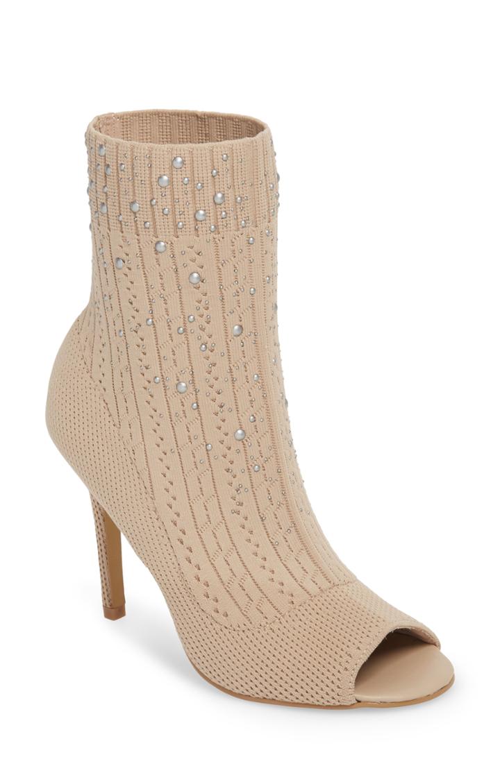 Women's Charles By Charles David Peep Toe Sock Bootie .5 M - Beige