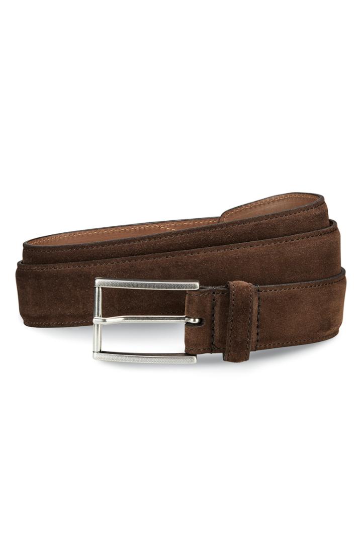 Men's Allen Edmonds Suede Avenue Leather Belt - Brown Suede