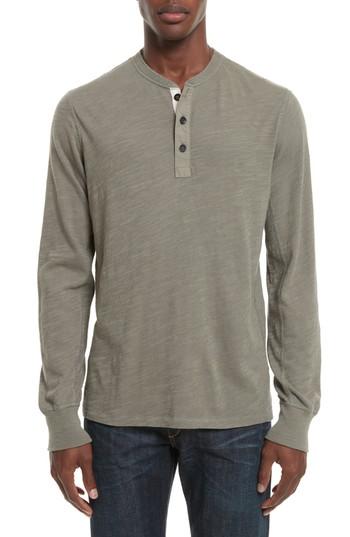 Men's Rag & Bone Standard Issue Slub Cotton Henley, Size - Green