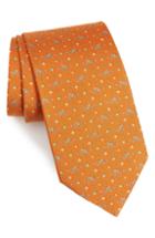 Men's Salvatore Ferragamo Graziel Print Silk Tie, Size - Orange
