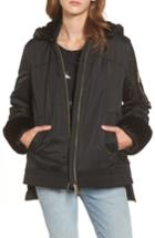Women's Sam Edelman Faux Fur Trim Military Jacket - Black