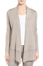 Petite Women's Nic+zoe Chiffon Trim Cardigan, Size P - Beige