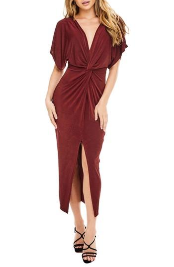 Women's Astr The Label Kiera Midi Dress - Burgundy