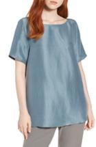 Women's Eileen Fisher V-back Silk Top, Size - Blue