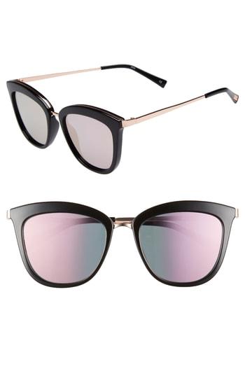 Women's Le Specs Caliente 53mm Cat Eye Sunglasses - Black/ Rose Gold