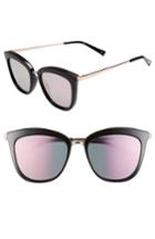 Women's Le Specs Caliente 53mm Cat Eye Sunglasses - Black/ Rose Gold