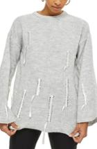 Women's Topshop Ribbon Detail Sweater - Grey