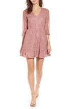 Women's Speechless Lace Open Back Fit & Flare Dress - Pink