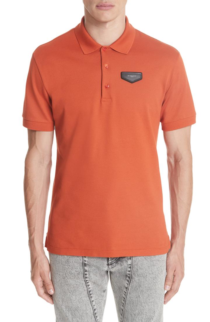 Men's Givenchy Triangle Logo Polo Shirt - Orange