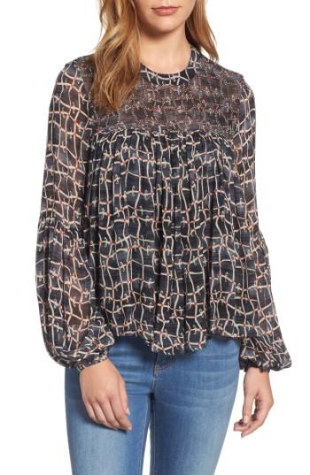 Women's Velvet By Graham & Spencer Zurich Beaded Print Blouse - Black