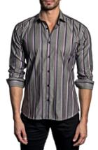 Men's Jared Lang Trim Fit Vertical Stripe Sport Shirt - Grey