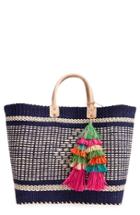 Mar Y Sol 'ibiza' Woven Tote With Tassel Charms - Blue
